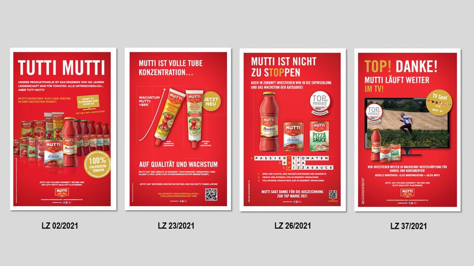 Aufmerksamkeitsstarke Printkampagne mit hohem Wiedererkennungswert und Authentizität. Auch hier finden sich die Werte von Mutti immer wieder.